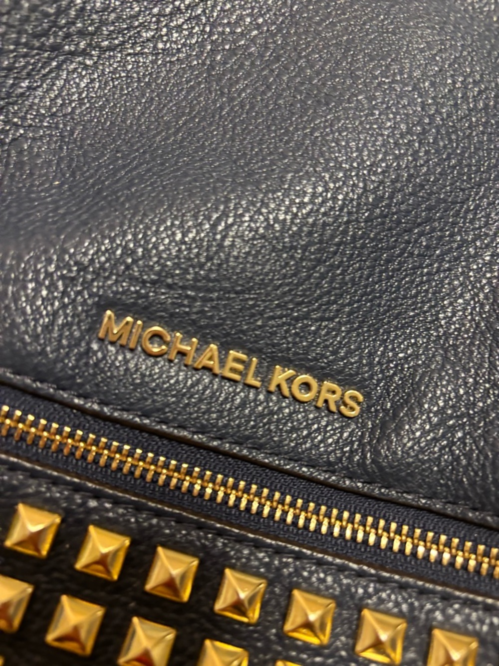 Michael Kors Black Leather Mini Backpack with Gold Studs - Picture 4 of 6